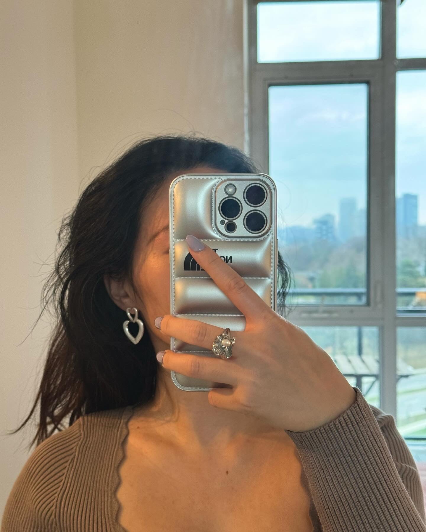 Duo Heart Sparks Earrings Matte Finish