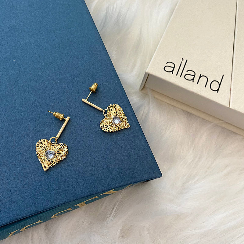Cupid’s Charm Earrings Heart Shape 18k Gold Plated Fashion Jewelry