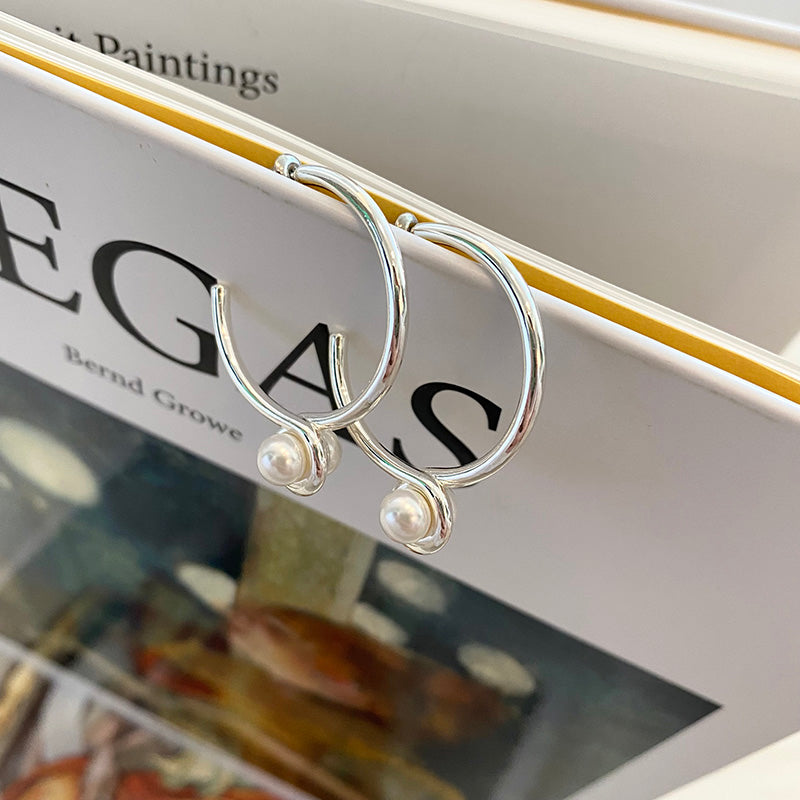 Contemporary Hoop Earrings Silver Fashion Jewelry