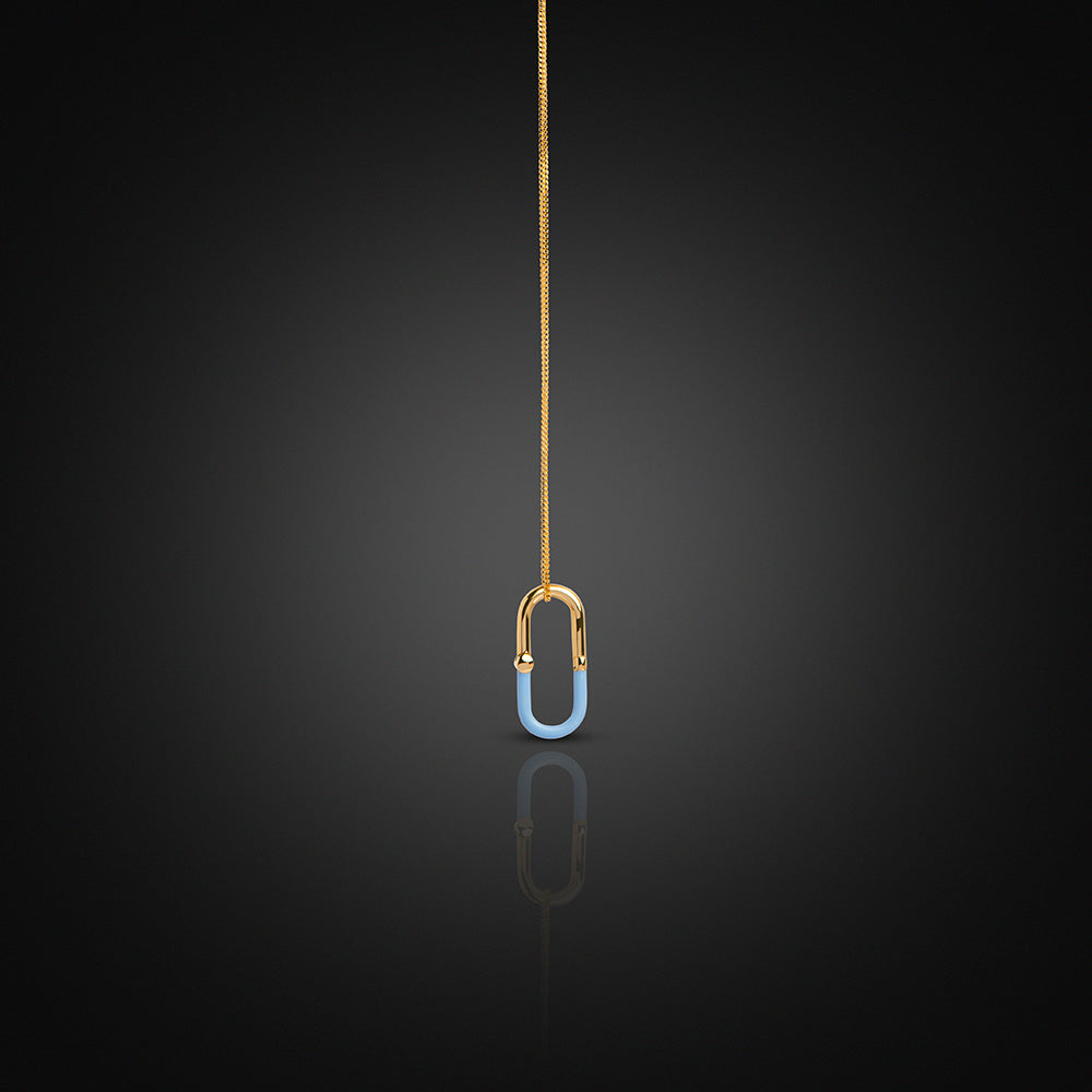 Yellow Gold 18K Open-Ended Enamel Charm Baby Blue