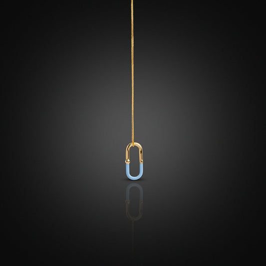 Yellow Gold 18K Open-Ended Enamel Charm Baby Blue
