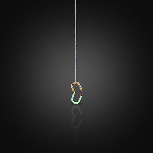Yellow Gold 18K Open-Ended Enamel Charm Mint Green