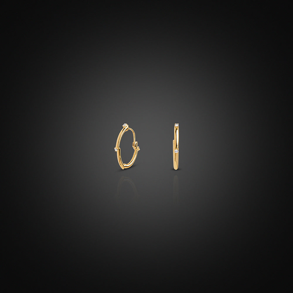 Yellow Gold 18K Diamond Hoop Earrings