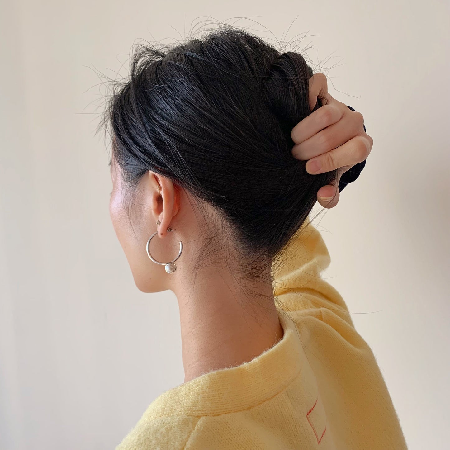 Contemporary Hoop Earrings Silver Fashion Jewelry