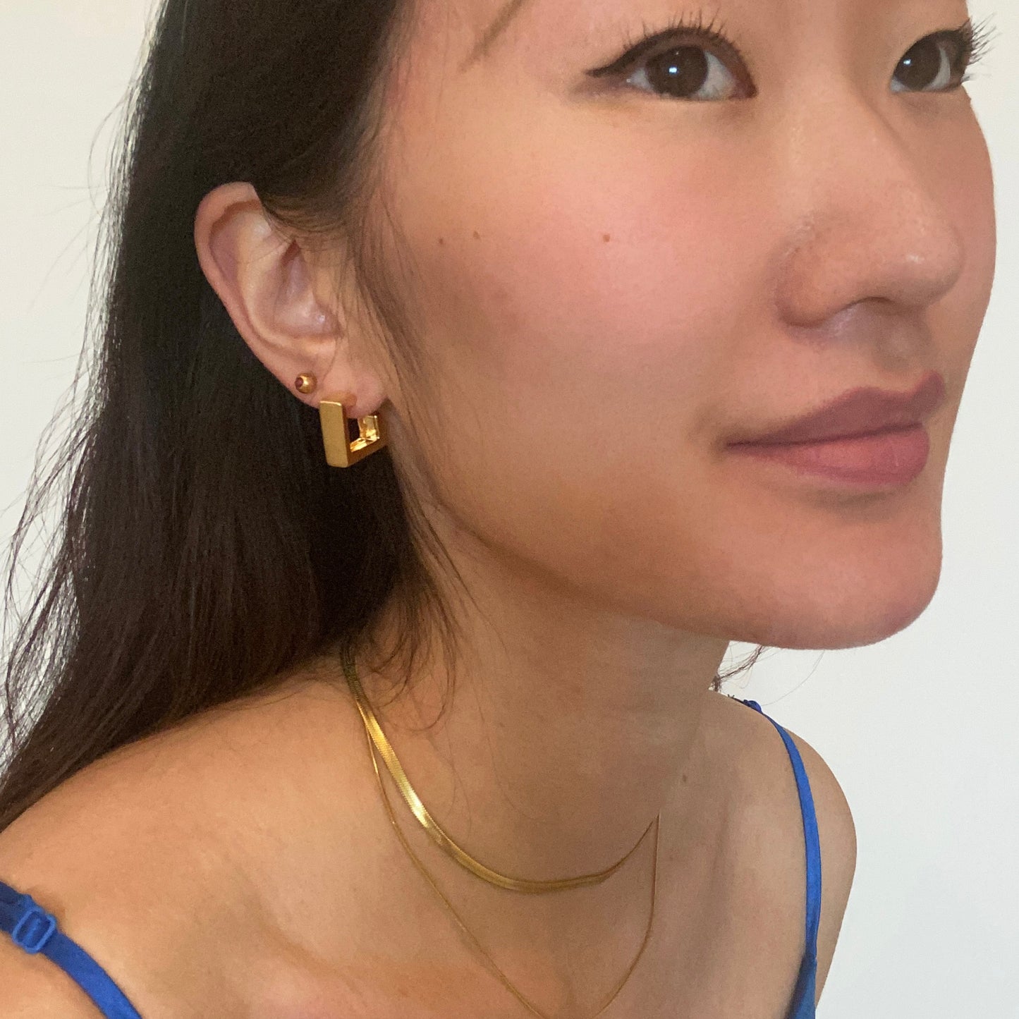 Sleek Studs Earrings Fashion Jewelry Matte Finish 18K Gold Plated
