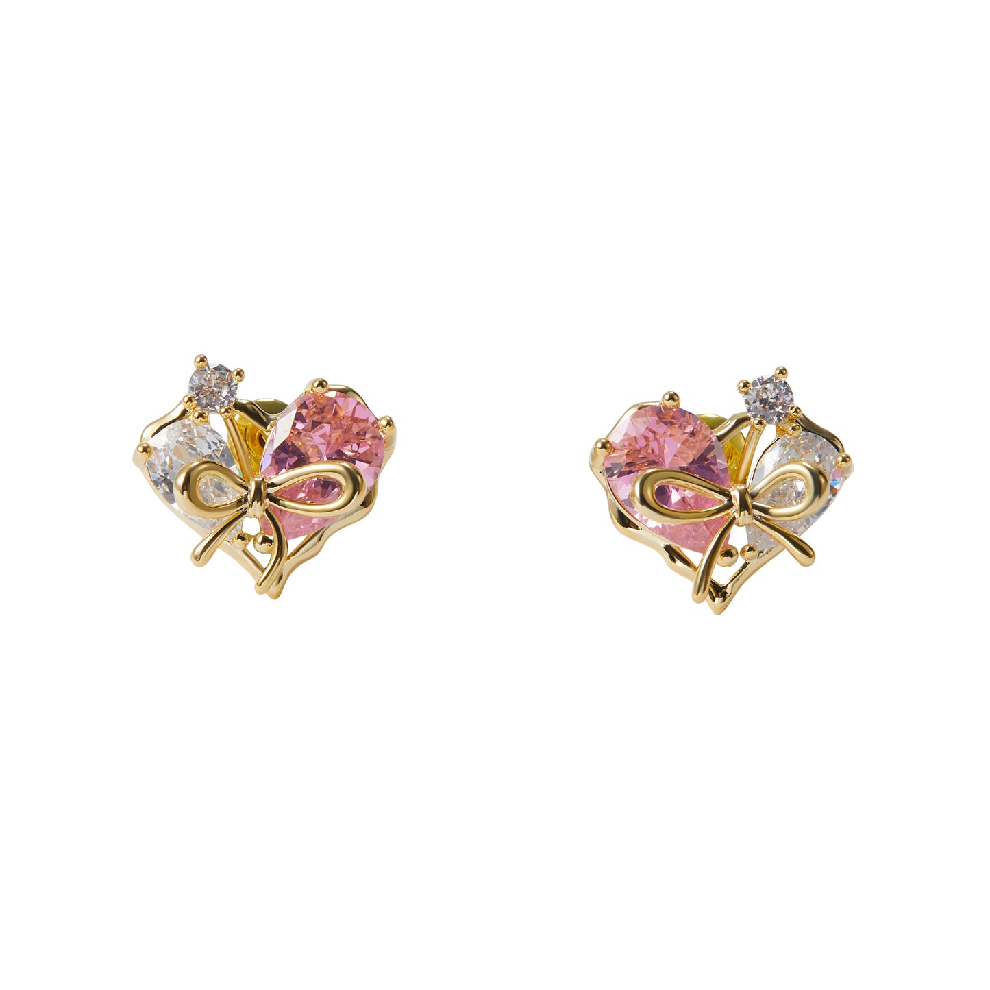 Heart shape pink earstuds