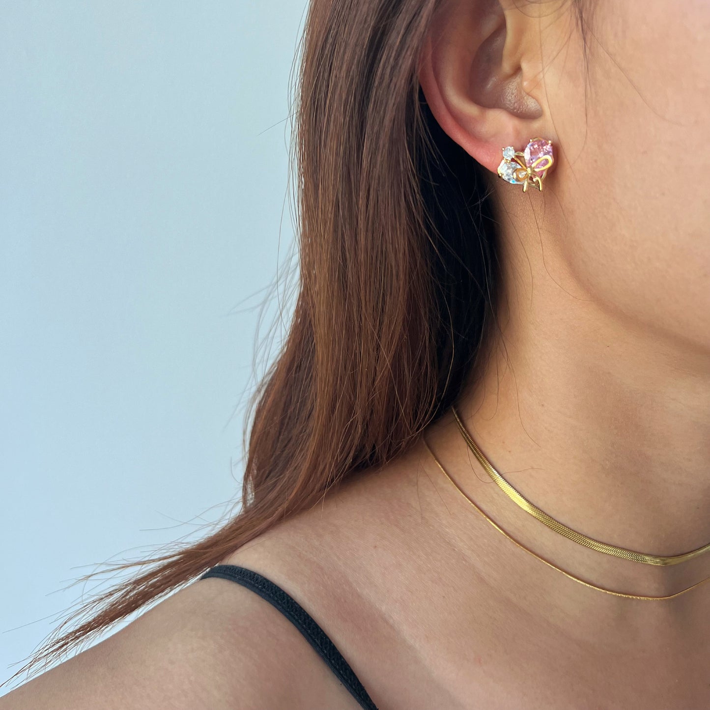 Heart shape pink earstuds