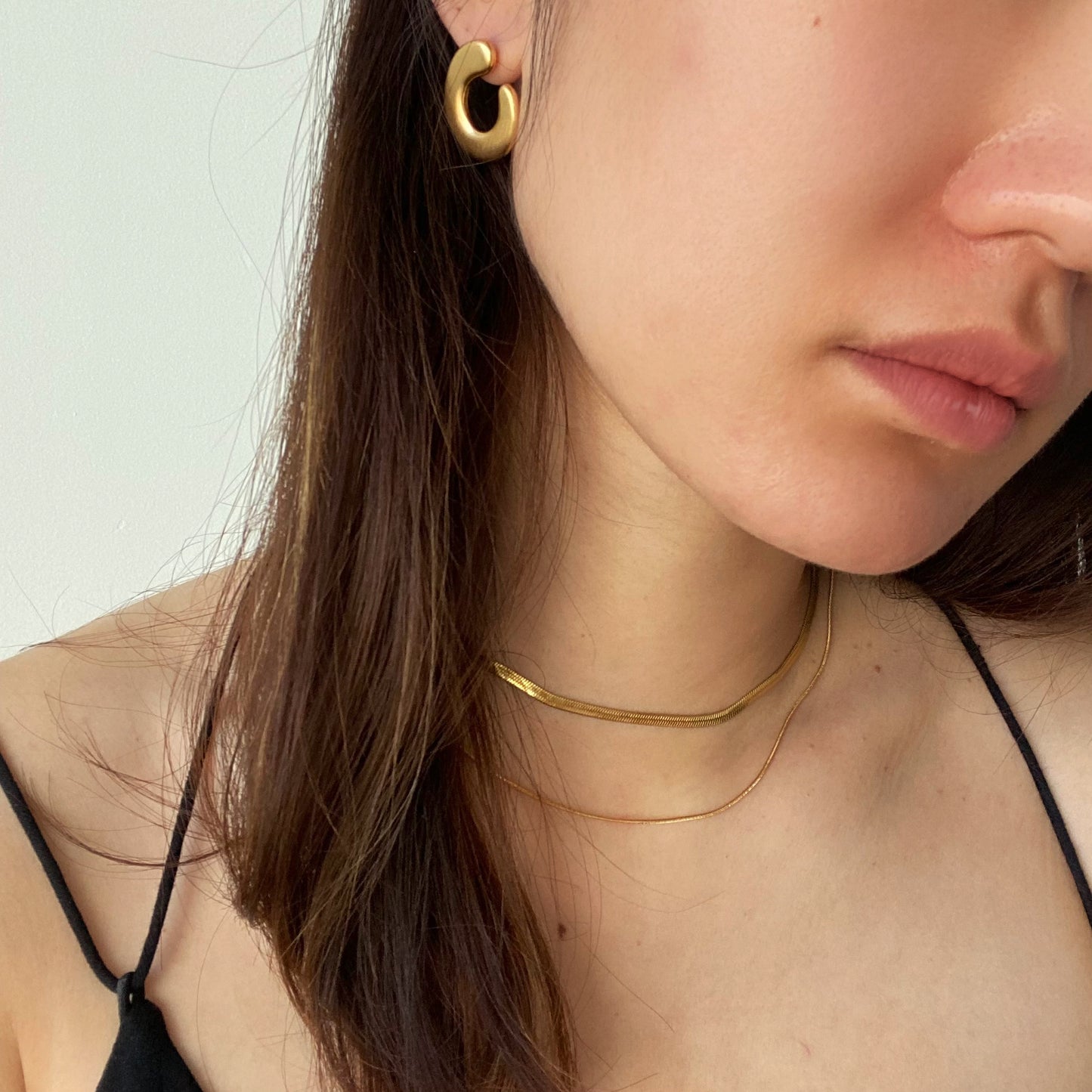 CC Earrings 18k Gold Plated Costume Jewelry Matte Finish