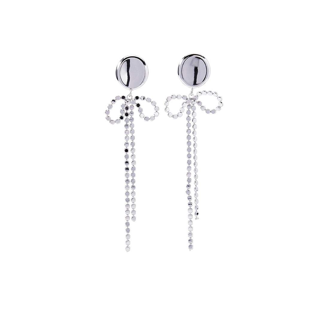 Enchanting Bowtique Long Earrings Silver Fashion Jewelry