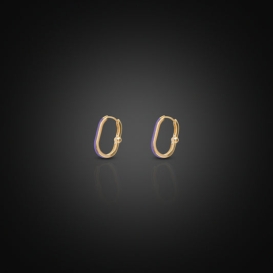 Yellow Gold 18K Purple Enamel Earrings
