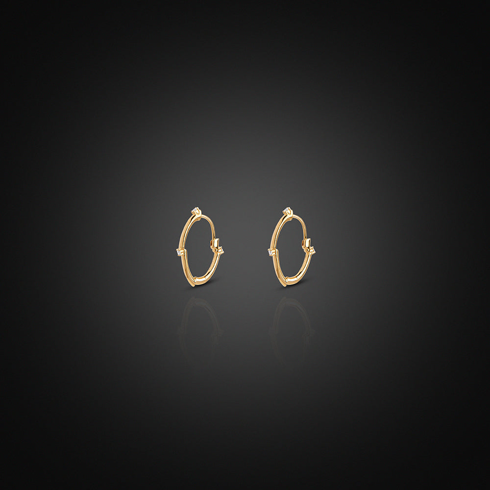 Yellow Gold 18K Diamond Hoop Earrings