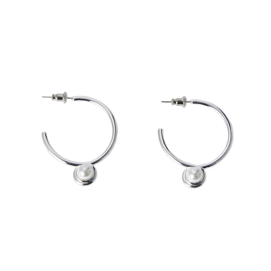 Contemporary Hoop Earrings Silver Fashion Jewelry