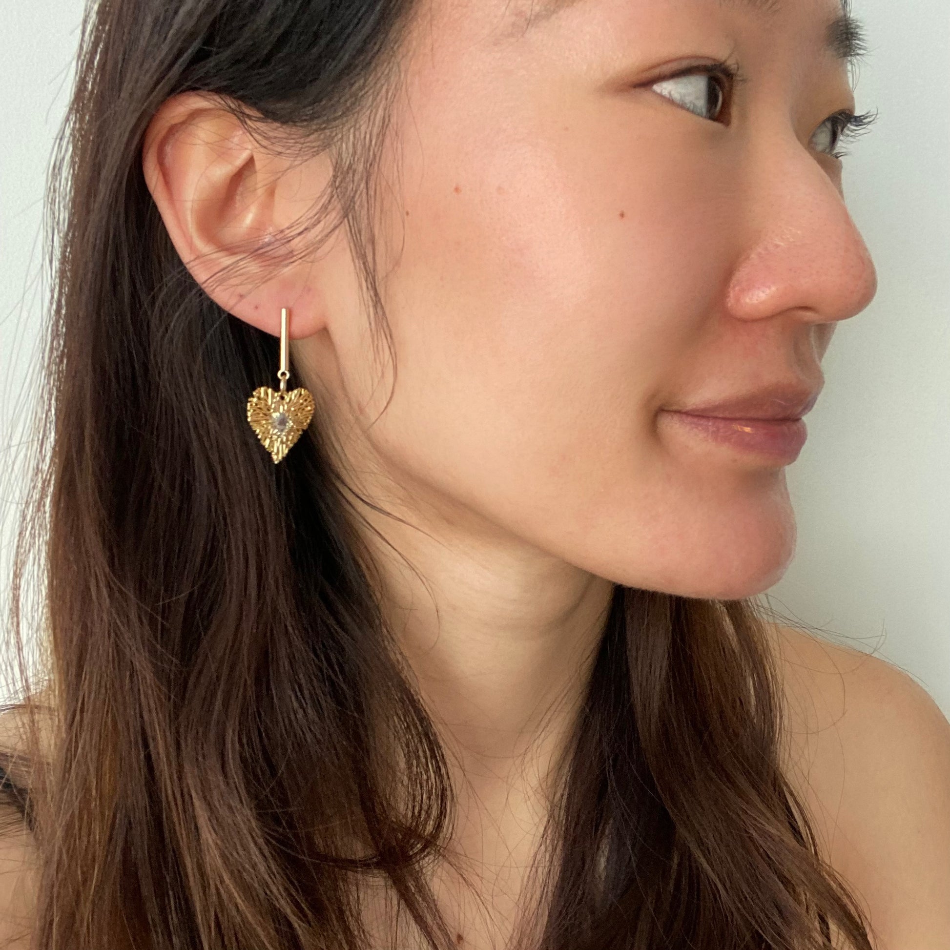 Cupid’s Charm Earrings Heart Shape 18k Gold Plated Fashion Jewelry