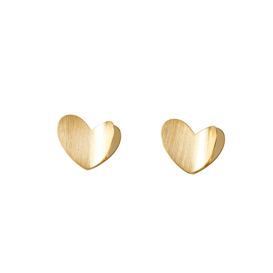 Sweetheart Studs Heart Shaped Earrings Fashion Jewelry 18k Gold Plated