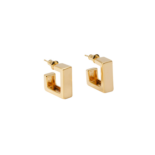 Sleek Studs Earrings Fashion Jewelry Matte Finish 18K Gold Plated